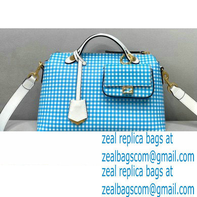 Fendi Check-print By The Way Medium Boston Bag Blue 2020 - Click Image to Close