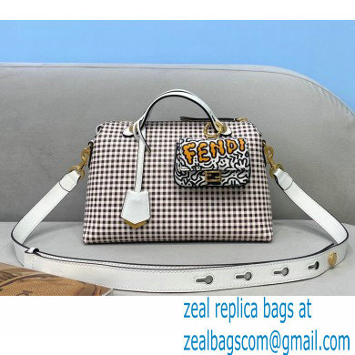 Fendi Check-print By The Way Medium Boston Bag Coffee 2020 - Click Image to Close