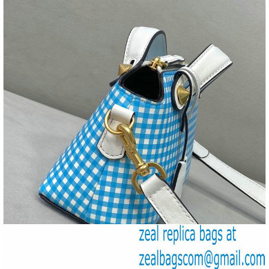 Fendi Check-print By The Way Mini Boston Bag Blue 2020 - Click Image to Close