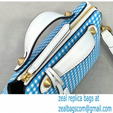 Fendi Check-print By The Way Mini Boston Bag Blue 2020 - Click Image to Close