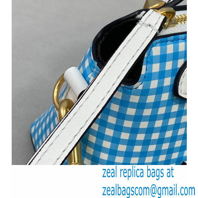Fendi Check-print By The Way Mini Boston Bag Blue 2020 - Click Image to Close