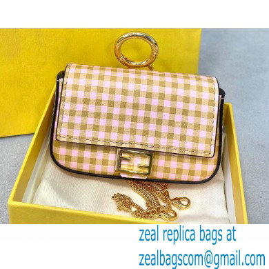 Fendi Check-print Leather Nano Baguette Bag Charm Beige 2020