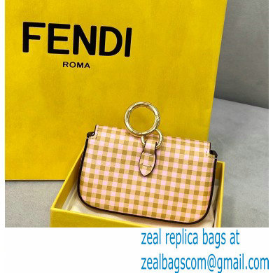 Fendi Check-print Leather Nano Baguette Bag Charm Beige 2020