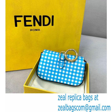 Fendi Check-print Leather Nano Baguette Bag Charm Blue 2020