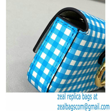 Fendi Check-print Leather Nano Baguette Bag Charm Blue 2020