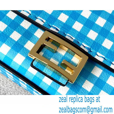 Fendi Check-print Leather Nano Baguette Bag Charm Blue 2020