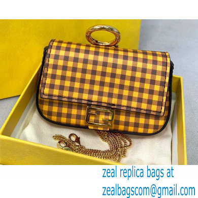 Fendi Check-print Leather Nano Baguette Bag Charm Brown 2020 - Click Image to Close