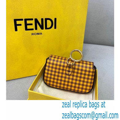 Fendi Check-print Leather Nano Baguette Bag Charm Brown 2020