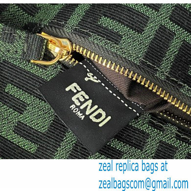 Fendi Fabric FF Medium Baguette Bag Fringe Green 2020