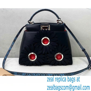 Fendi Floral Embellished Peekaboo Mini Bag Black - Click Image to Close