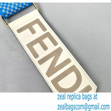 Fendi Leather Long Shoulder Strap You Check Ribbon Blue 2020