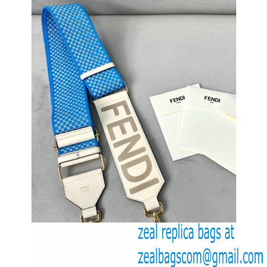 Fendi Leather Long Shoulder Strap You Check Ribbon Blue 2020