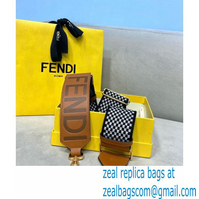 Fendi Leather Long Shoulder Strap You Check Ribbon Brown 2020 - Click Image to Close