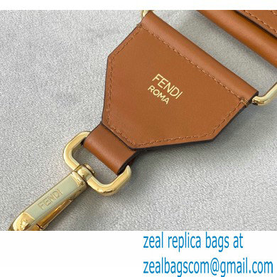 Fendi Leather Long Shoulder Strap You Check Ribbon Brown 2020 - Click Image to Close