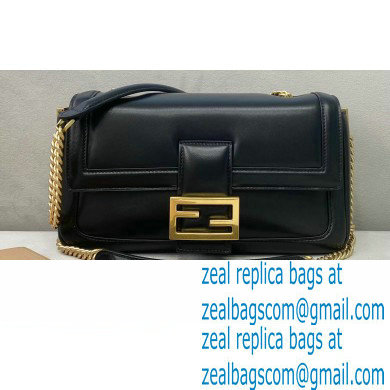 Fendi Nappa Leather Medium Baguette Chain Bag Black 2020 - Click Image to Close