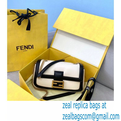 Fendi Nappa Leather Medium Baguette Chain Bag White 2020