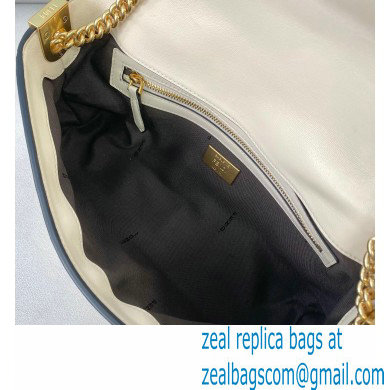 Fendi Nappa Leather Medium Baguette Chain Bag White 2020