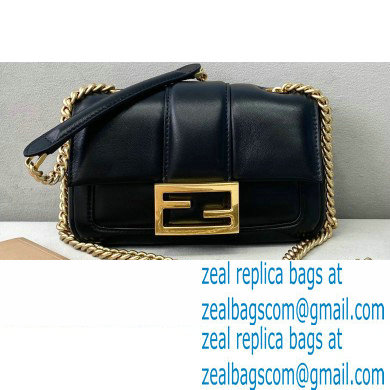 Fendi Nappa Leather Mini Baguette Chain Bag Black 2020 - Click Image to Close