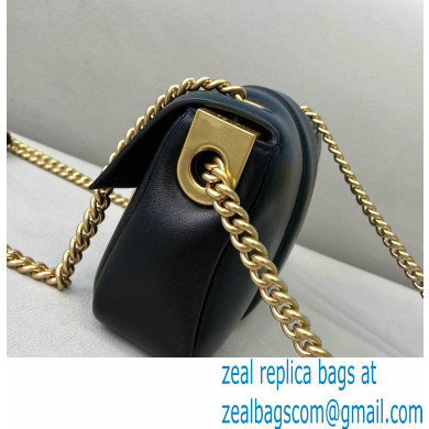 Fendi Nappa Leather Mini Baguette Chain Bag Black 2020