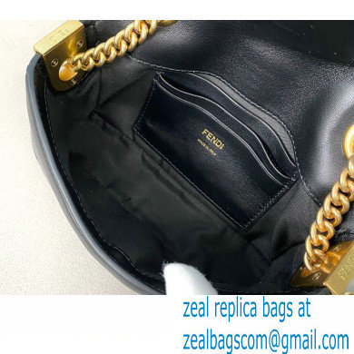 Fendi Nappa Leather Mini Baguette Chain Bag Black 2020