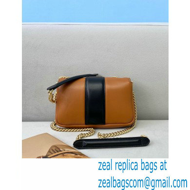 Fendi Nappa Leather Mini Baguette Chain Bag Brown 2020