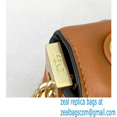 Fendi Nappa Leather Mini Baguette Chain Bag Brown 2020