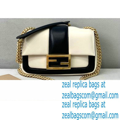 Fendi Nappa Leather Mini Baguette Chain Bag White 2020