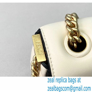 Fendi Nappa Leather Mini Baguette Chain Bag White 2020