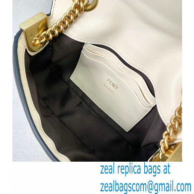 Fendi Nappa Leather Mini Baguette Chain Bag White 2020