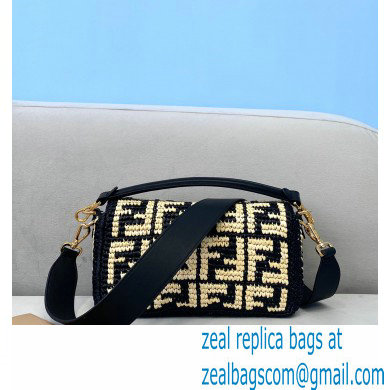Fendi Raffia FF Medium Baguette Bag Black 2020 - Click Image to Close