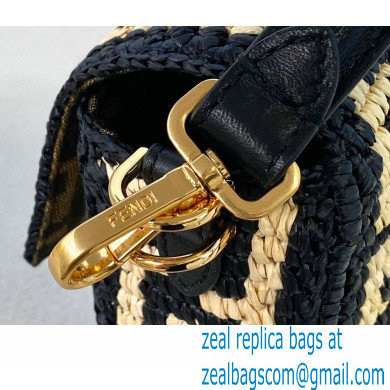 Fendi Raffia FF Medium Baguette Bag Black 2020