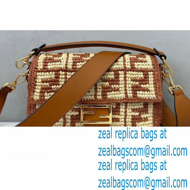 Fendi Raffia FF Medium Baguette Bag Brown 2020