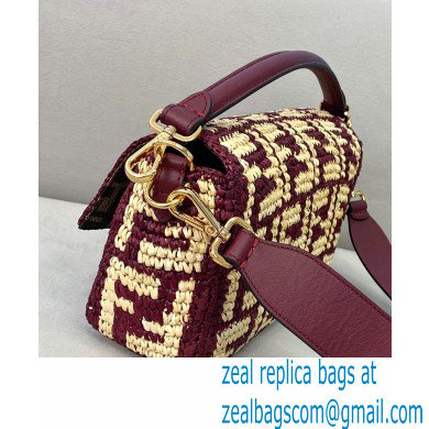 Fendi Raffia FF Medium Baguette Bag Burgundy 2020 - Click Image to Close