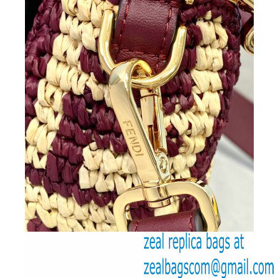 Fendi Raffia FF Medium Baguette Bag Burgundy 2020 - Click Image to Close