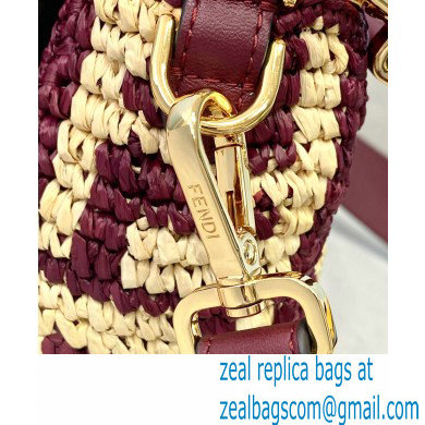 Fendi Raffia FF Medium Baguette Bag Burgundy 2020