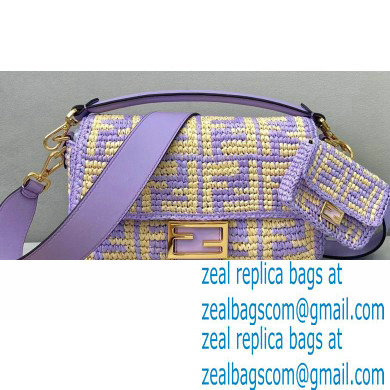Fendi Raffia FF Medium Baguette Bag Lilac 2020