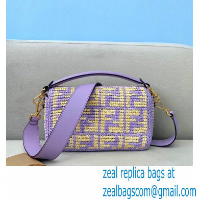 Fendi Raffia FF Medium Baguette Bag Lilac 2020