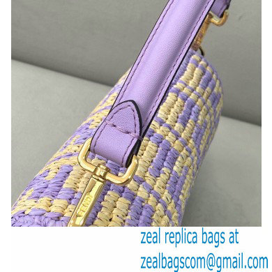 Fendi Raffia FF Medium Baguette Bag Lilac 2020