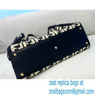 Fendi Raffia FF Medium Peekaboo X-Tote Bag Black 2020 - Click Image to Close