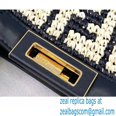 Fendi Raffia FF Medium Peekaboo X-Tote Bag Black 2020 - Click Image to Close