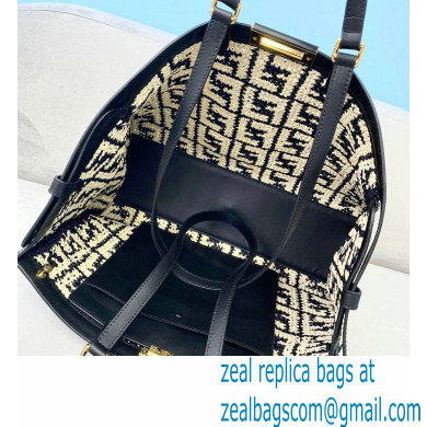 Fendi Raffia FF Medium Peekaboo X-Tote Bag Black 2020 - Click Image to Close
