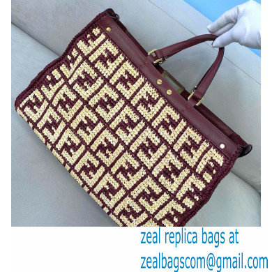 Fendi Raffia FF Medium Peekaboo X-Tote Bag Burgundy 2020