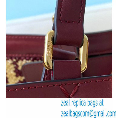 Fendi Raffia FF Medium Peekaboo X-Tote Bag Burgundy 2020 - Click Image to Close