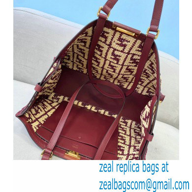 Fendi Raffia FF Medium Peekaboo X-Tote Bag Burgundy 2020 - Click Image to Close