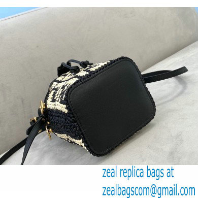 Fendi Raffia FF Mon Tresor Mini Bucket Bag Black 2020 - Click Image to Close