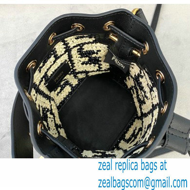 Fendi Raffia FF Mon Tresor Mini Bucket Bag Black 2020 - Click Image to Close