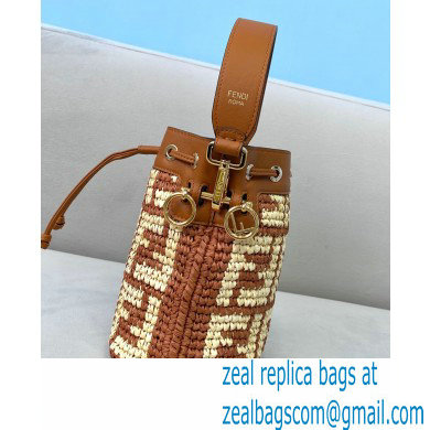 Fendi Raffia FF Mon Tresor Mini Bucket Bag Brown 2020