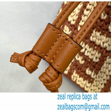 Fendi Raffia FF Mon Tresor Mini Bucket Bag Brown 2020