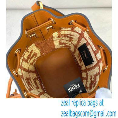 Fendi Raffia FF Mon Tresor Mini Bucket Bag Brown 2020
