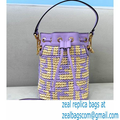 Fendi Raffia FF Mon Tresor Mini Bucket Bag Lilac 2020